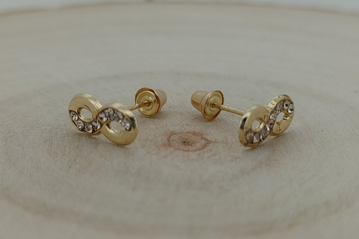 Elegant 14k Gold Infinity Earrings for Babies – CZ Stud Children’s Jewelry