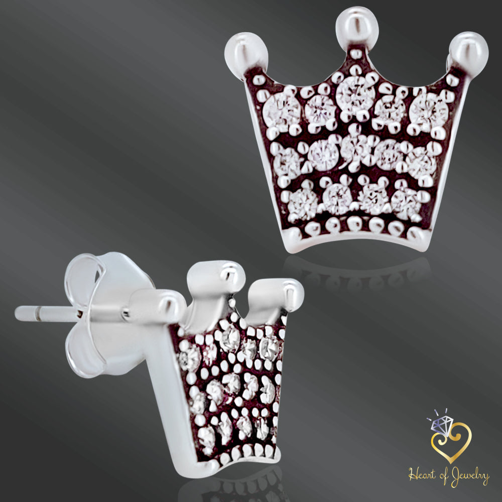Sterling Silver Crown Studs – Royal Charm with Comfortable Butterfly Fastening