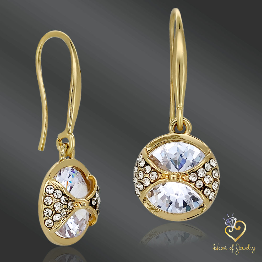 Old Hollywood Glam: Vintage Gold Crystal Ball Drop Earrings