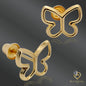 14K Solid Gold Hollow Butterfly Baby Earrings – Dainty Design with Secure Screw Backs