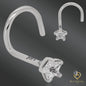 Star Prong Nose Ring in 14K Gold with Cubic Zirconia – Screw Style, 20g