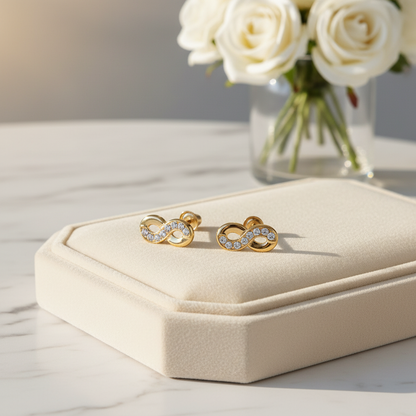 Elegant 14k Gold Infinity Earrings for Babies – CZ Stud Children’s Jewelry