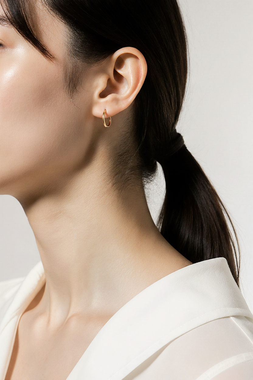 14K Gold Endless Hoop Earrings – Sleek Tube Style in Solid Yellow Gold