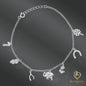 Lucky Symbol Charm Bracelet in 925 Sterling Silver – 6.5" + 1" Adjustable Length