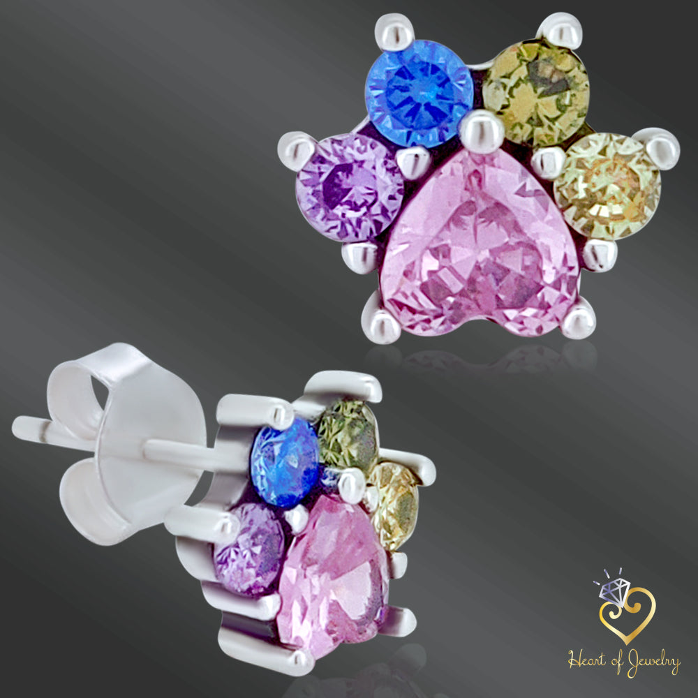 925 Sterling Silver Dog Paw Stud Earrings – Pet Lover’s Design with Butterfly Backing