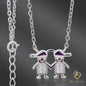 Two Little Boy Pendant Necklace in 925 Sterling Silver – 16" + 1" Adjustable Cable Link Chain