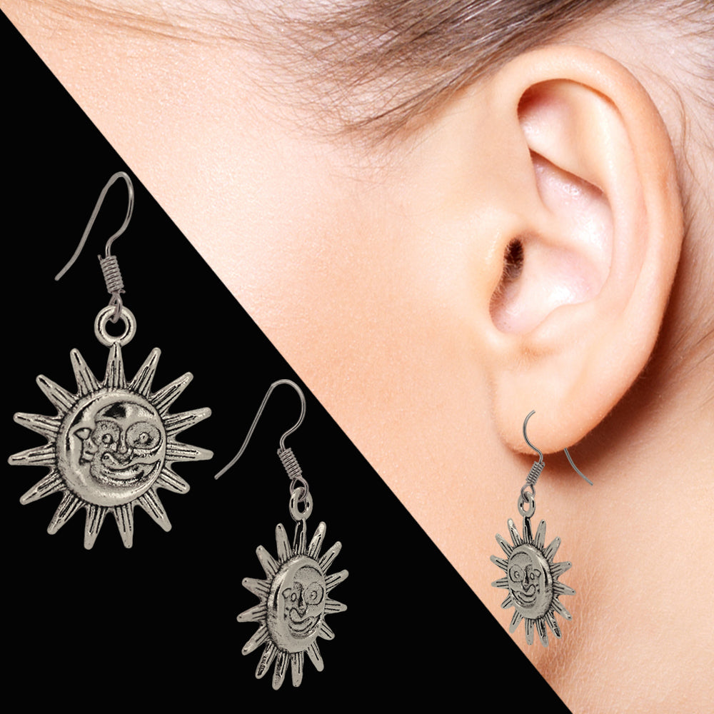 “Asymmetry of Light: Vintage Sun & Moon” Earrings Hooks