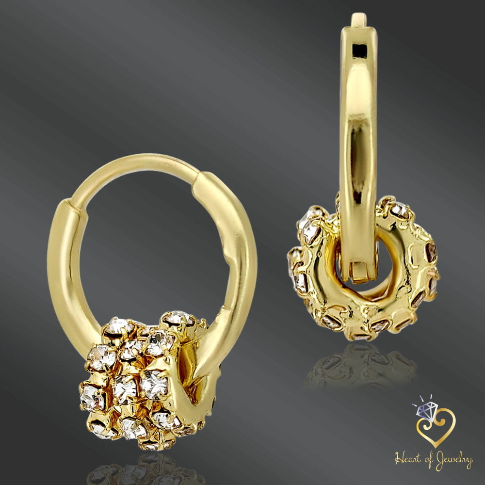 Korean-Inspired Diamond Hoop Earrings – Geometric Brass Huggies for Bold Style