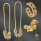 Edgy Gothic Safety Pin Studs – 4pcs Crystal CZ & Brass Statement Earrings for Women