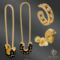 Edgy Gothic Safety Pin Studs – 4pcs Crystal CZ & Brass Statement Earrings for Women