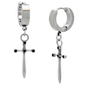 Hypoallergenic 316L Stainless Steel Medieval Dagger Huggies Hoop Earrings – Steel Plated Ear Piercing Design