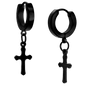 Hypoallergenic 316L Stainless Steel Dangling Cross Huggies – Steel, Gold, Black, Rose Gold & Rainbow Plated Clip-On Earrings