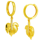 Hypoallergenic 316L Stainless Steel Dangling Leaf Zircon Huggies – Gold & Steel Plated Clip-On Earrings