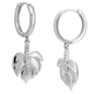 Hypoallergenic 316L Stainless Steel Dangling Leaf Zircon Huggies – Gold & Steel Plated Clip-On Earrings.