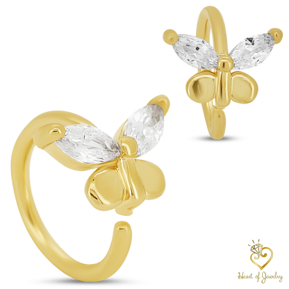 Brass Butterfly Hoops Piercing - Nose Hoop 18g Thickness