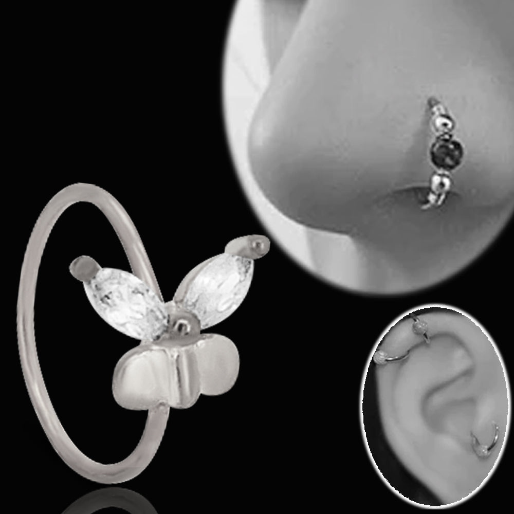 Brass Butterfly Hoops Piercing - Nose Hoop 18g Thickness