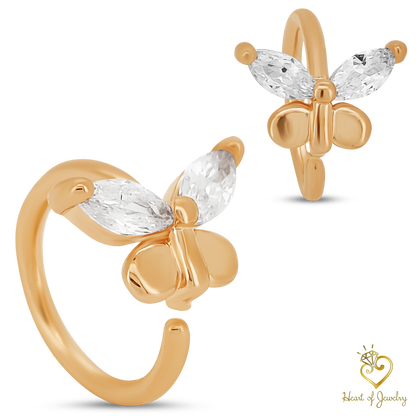 Brass Butterfly Hoops Piercing - Nose Hoop 18g Thickness