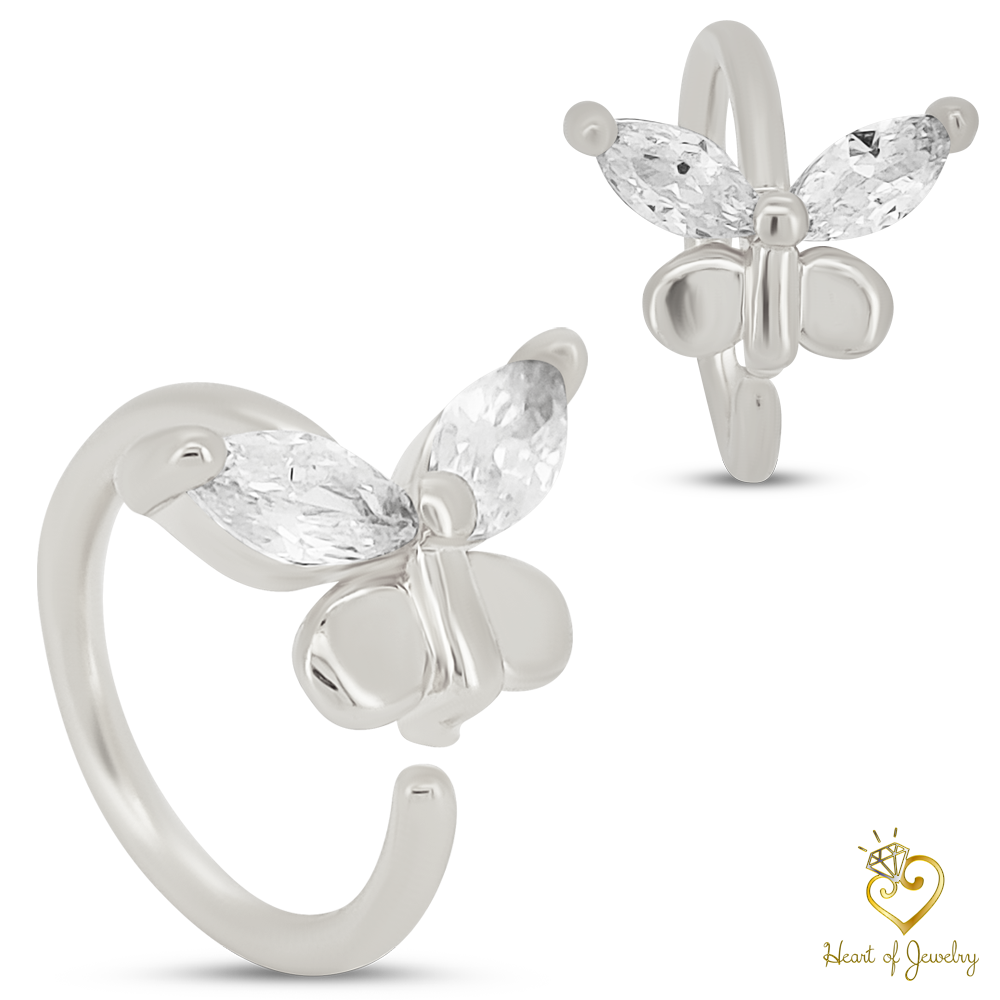 Brass Butterfly Hoops Piercing - Nose Hoop 18g Thickness
