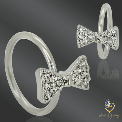 CZ Paved Bow Tie Bendable Nose, Cartilage Hoop Rings