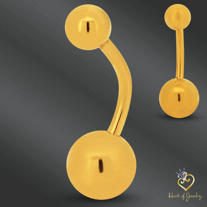 316L Surgical Steel Plain Design Belly Navel Ring  Steel  - 8x5mm Ball - 14g Thickness - 11mm Length