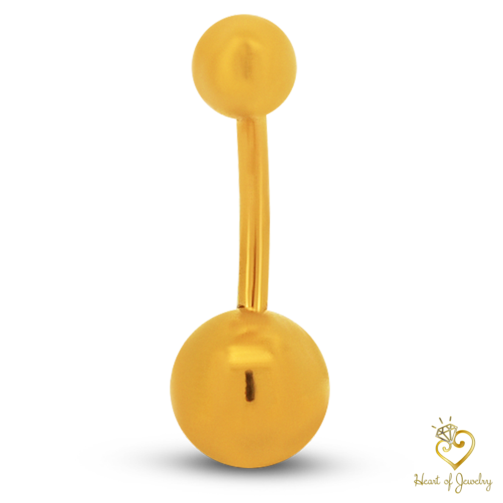 316L Surgical Steel Plain Design Belly Navel Ring  Steel  - 8x5mm Ball - 14g Thickness - 11mm Length