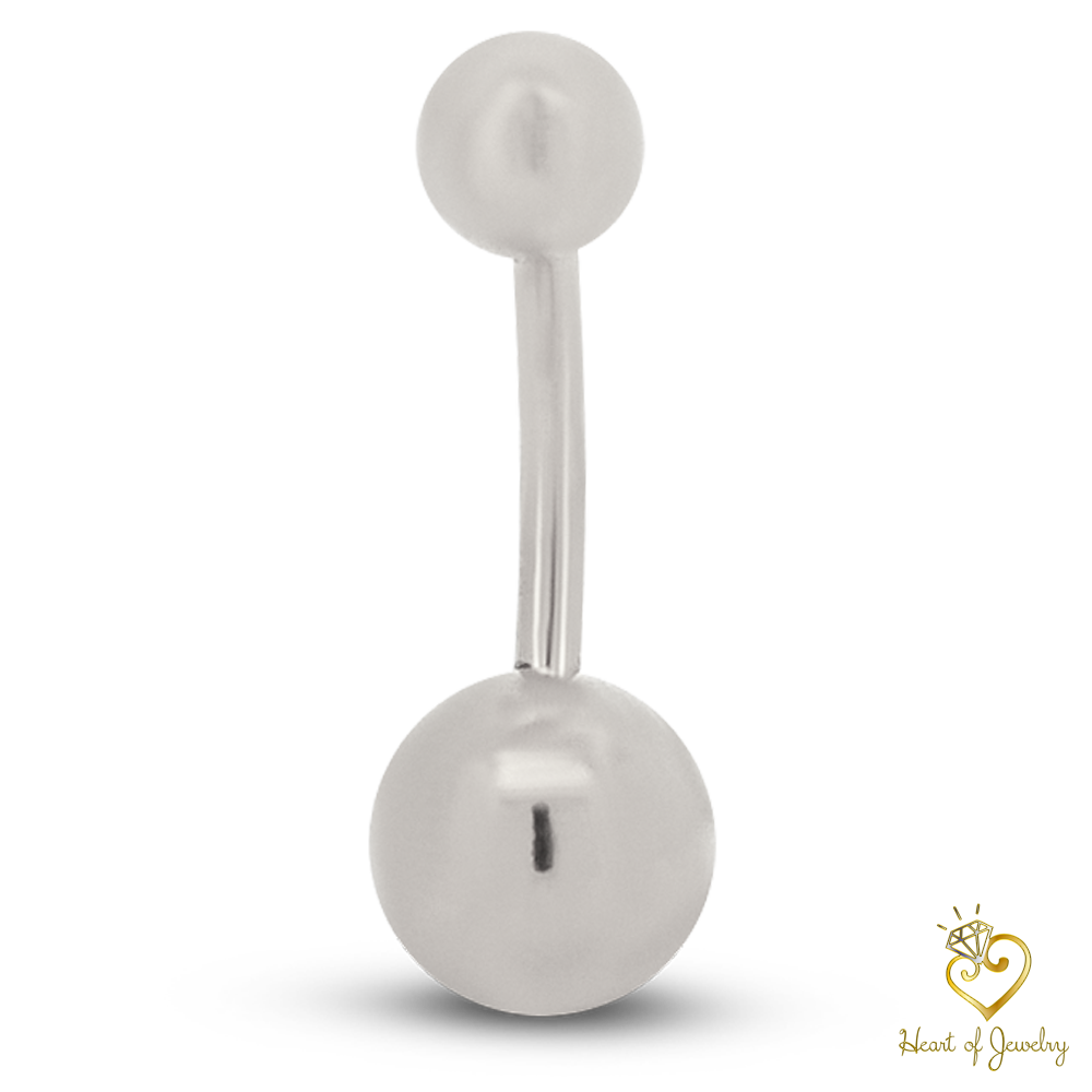 316L Surgical Steel Plain Design Belly Navel Ring  Steel  - 8x5mm Ball - 14g Thickness - 11mm Length