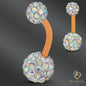 316L Surgical Steel Multi Cubic Zirconia Disco Ball Design  Belly Navel Ring  Steel  - 8x5mm Ball - 14g Thickness - 10mm Length