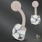 316L Surgical Steel Prong Set Howlite Resemble Stone Belly Navel Ring  Steel Color - 8x5mm Ball - 14g Thickness - 11mm Length