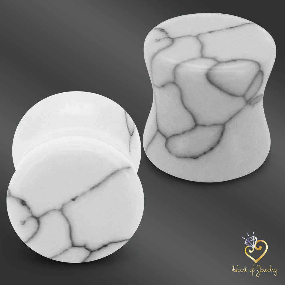“Marbleheart” – Howlite Plugs for the Soft-Spoken Warrior