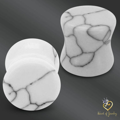 “Marbleheart” – Howlite Plugs for the Soft-Spoken Warrior