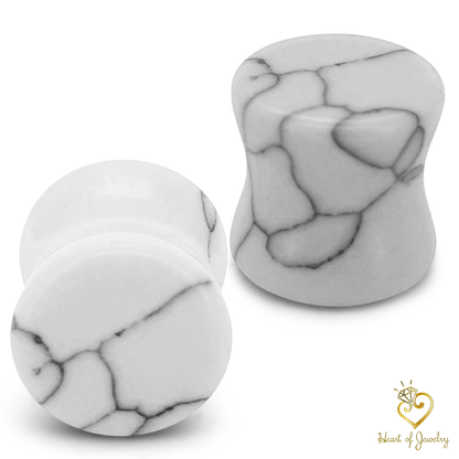 “Marbleheart” – Howlite Plugs for the Soft-Spoken Warrior