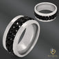 Silvery Titanium Steel Twist Chain Finger Ring Rotating Twist Stainless Steel Band Rings