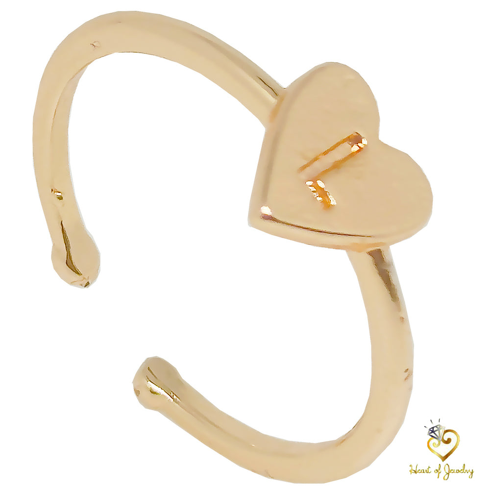 4 Pcs Gold Plated LOVE Letters Rings Adjustable Initial Letter Heart Rings Copper