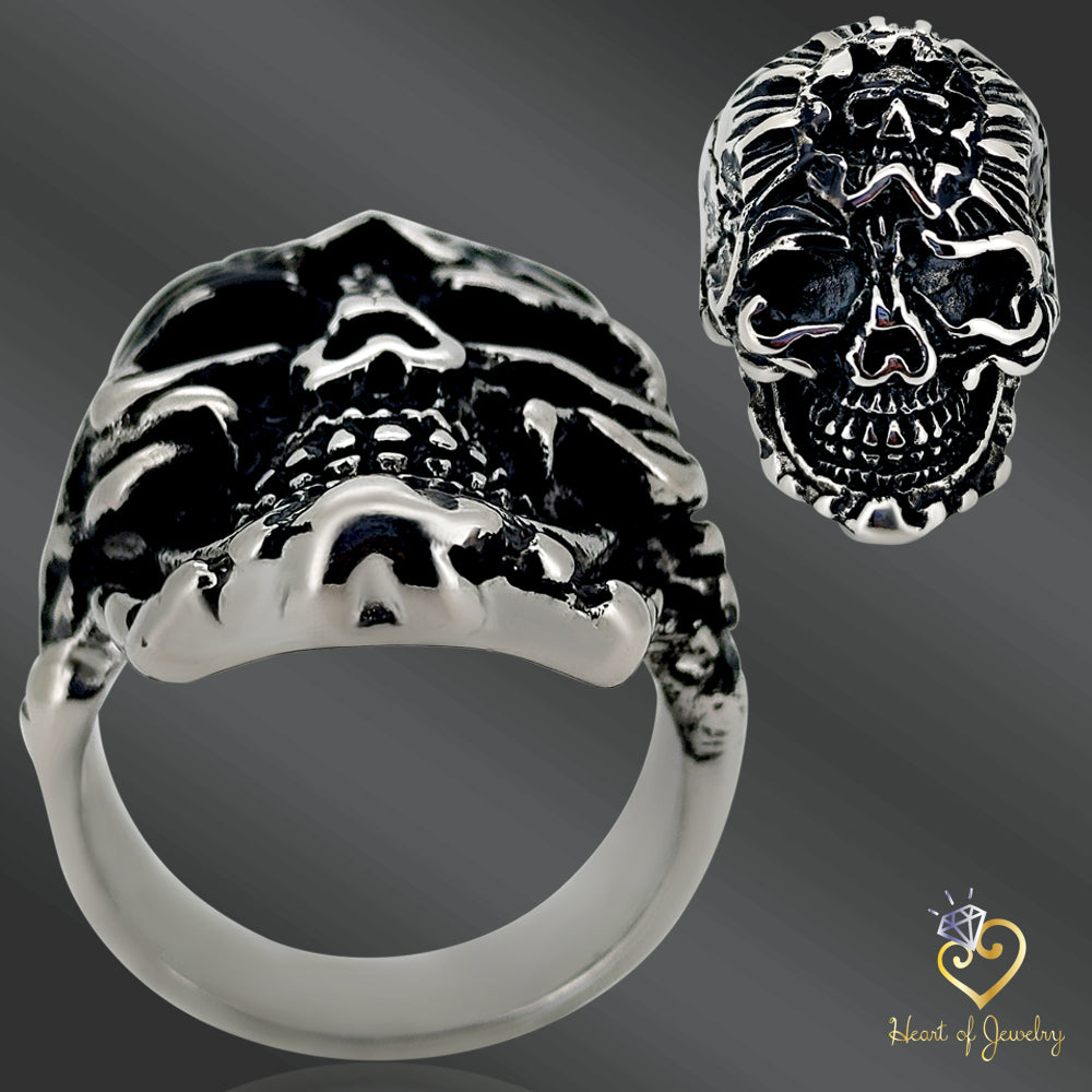 Skull with Skull Bandana Stainless Steel Casting Rings